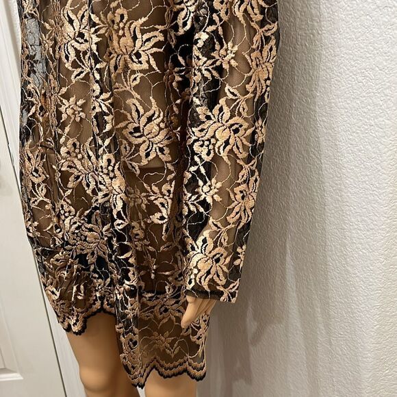 David Rose Sz 16 1/2 Top Tunic Scoop Neck Long Sleeve Floral Sheer Embroidered - Picture 3 of 9